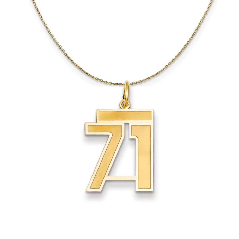 14k Yellow Gold, Jersey, Med Number 71 Necklace