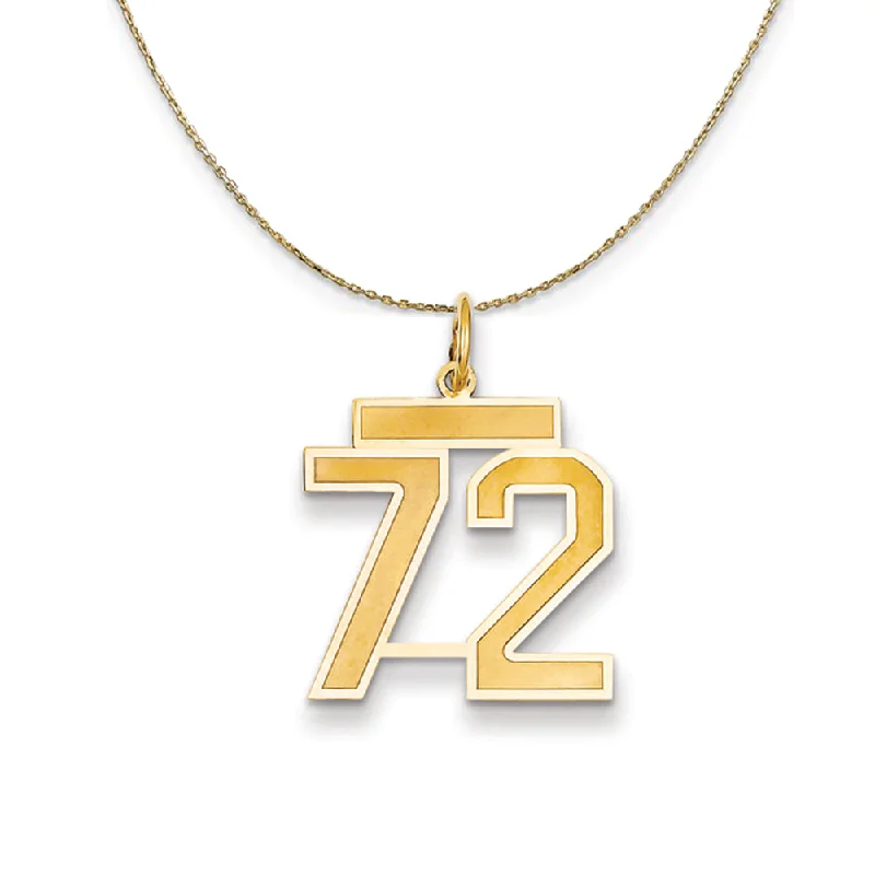 14k Yellow Gold, Jersey, Med Number 72 Necklace