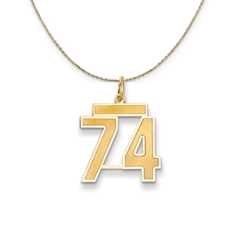 14k Yellow Gold, Jersey, Med Number 74 Necklace