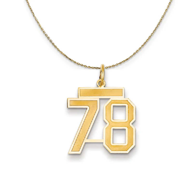 14k Yellow Gold, Jersey, Med Number 78 Necklace