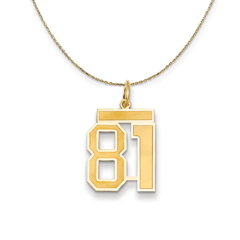 14k Yellow Gold, Jersey, Med Number 81 Necklace