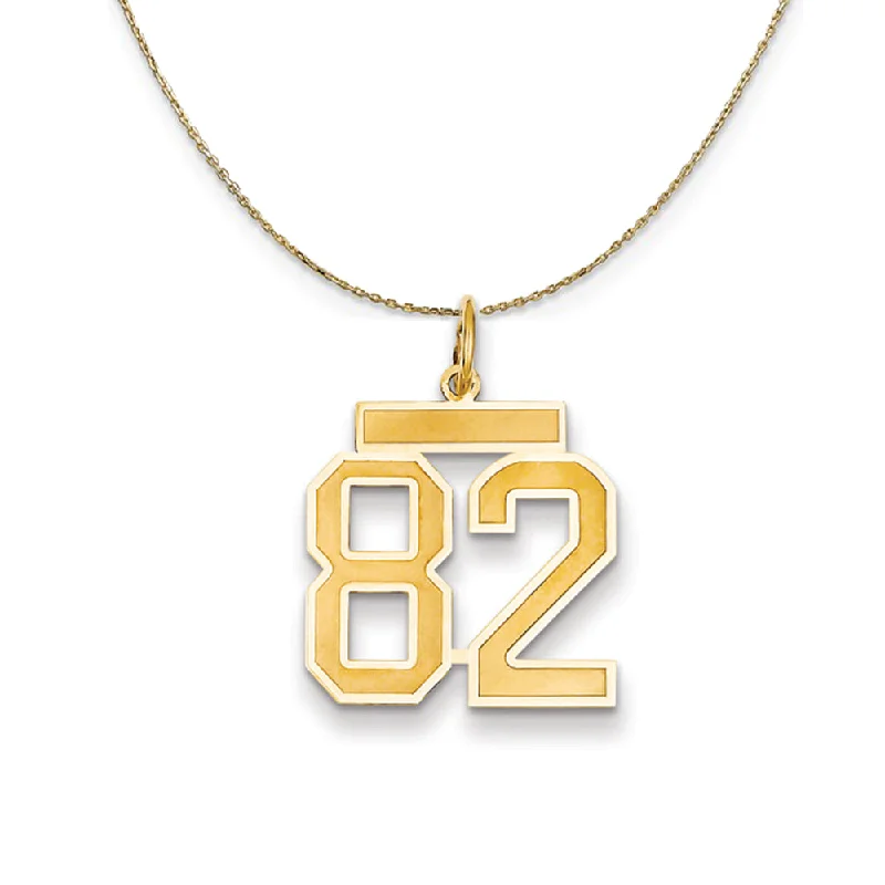 14k Yellow Gold, Jersey, Med Number 82 Necklace