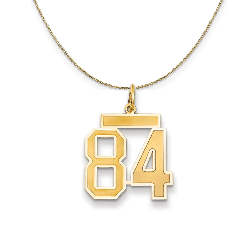 14k Yellow Gold, Jersey, Med Number 84 Necklace