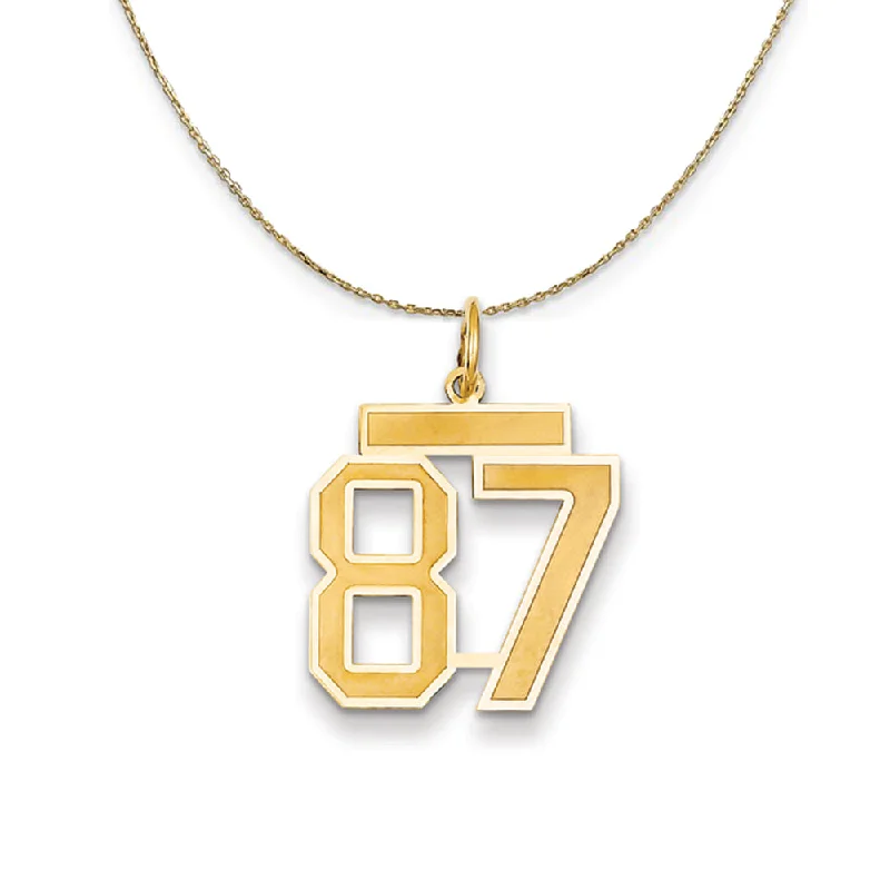 glowing gold necklace-14k Yellow Gold, Jersey, Med Number 87 Necklace