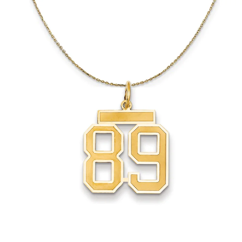 14k Yellow Gold, Jersey, Med Number 89 Necklace