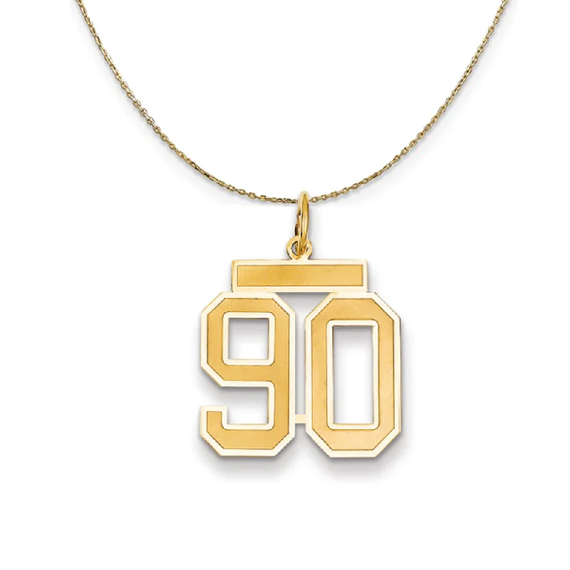 14k Yellow Gold, Jersey, Med Number 90 Necklace