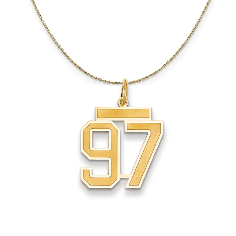 sculpted couple necklace-14k Yellow Gold, Jersey, Med Number 97 Necklace