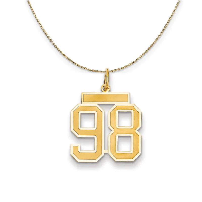 14k Yellow Gold, Jersey, Med Number 98 Necklace