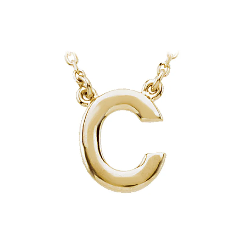 floral-themed pendant necklace-14K Yellow Gold, Kendall Collection, Block Initial C Necklace, 16 Inch