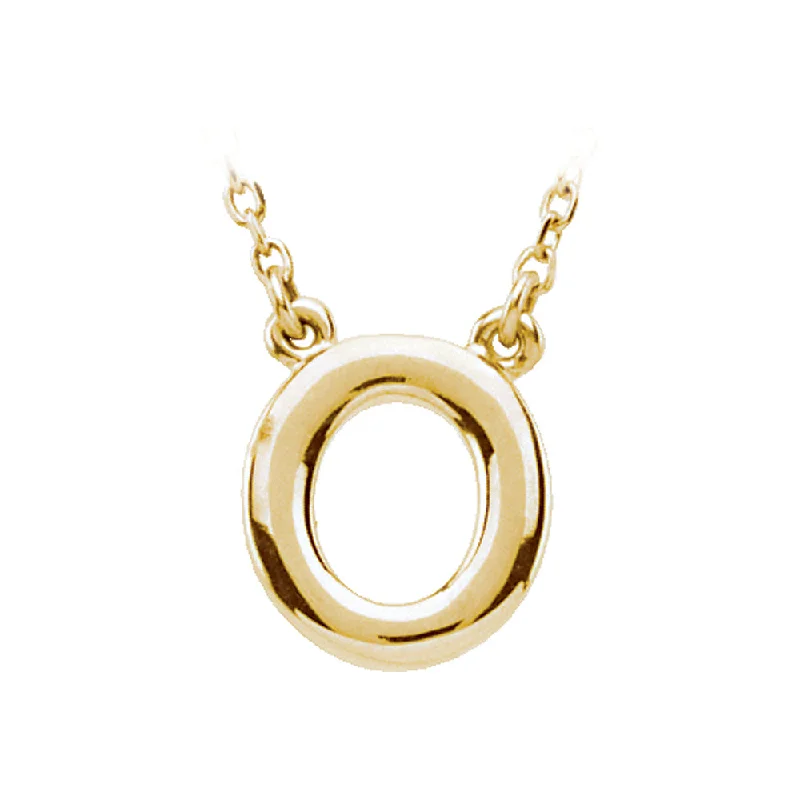 seven-stone necklace-14K Yellow Gold, Kendall Collection, Block Initial O Necklace, 16 Inch