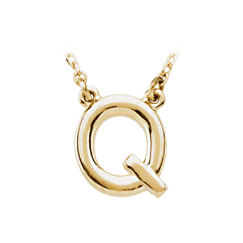 14K Yellow Gold, Kendall Collection, Block Initial Q Necklace, 16 Inch