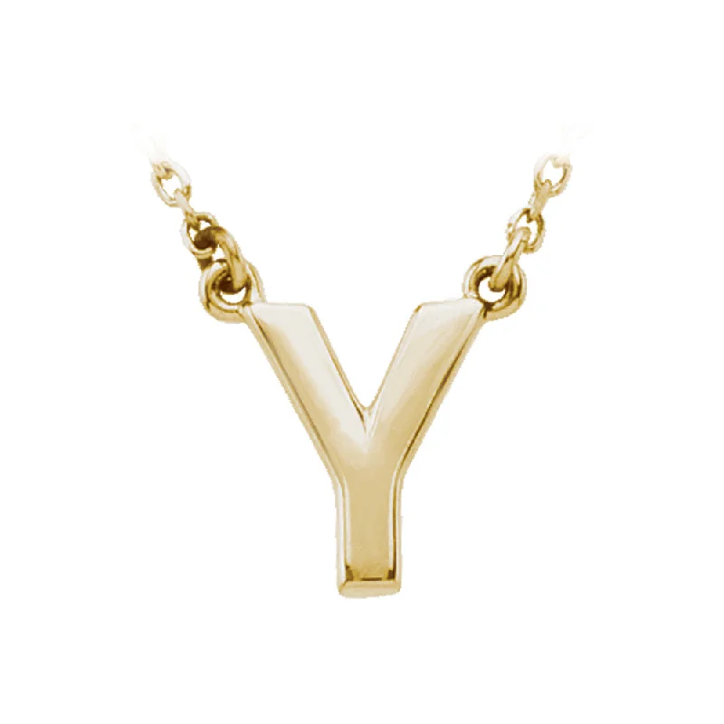 tech angular necklace-14K Yellow Gold, Kendall Collection, Block Initial Y Necklace, 16 Inch