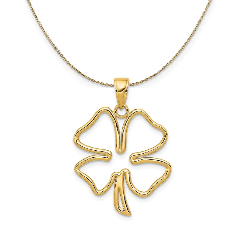 ancestral pearl necklace-14k Yellow Gold Open Four Leaf Clover (21mm) Necklace