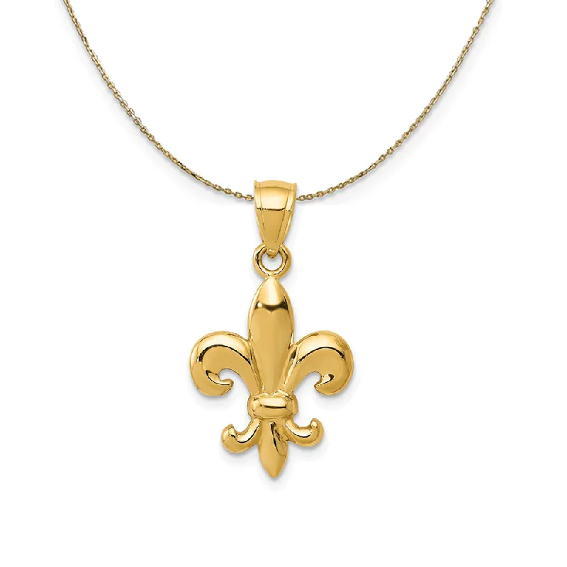 chunky silver necklace-14k Yellow Gold Polished 2D Fleur De Lis (14mm) Necklace