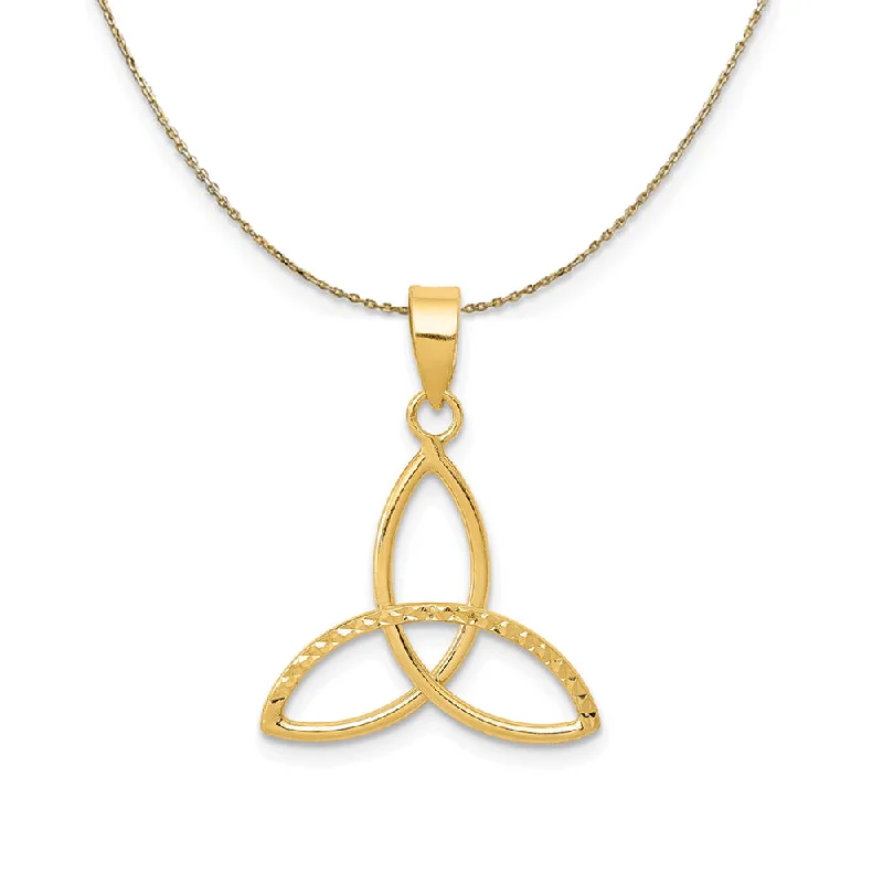 14k Yellow Gold Polished & Diamond Cut Trinity Necklace