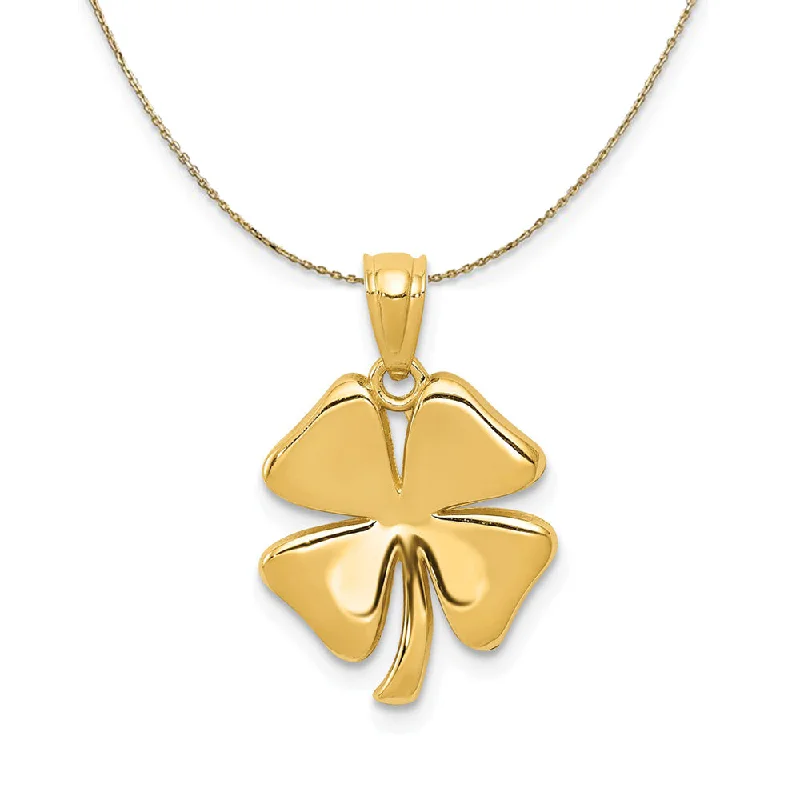 aquamarine pendant necklace-14k Yellow Gold Polished Four Leaf Clover Necklace