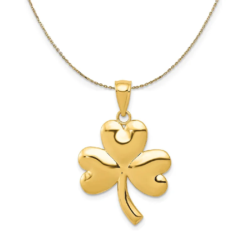 bronze chain necklace-14k Yellow Gold Polished Shamrock (19mm) Necklace