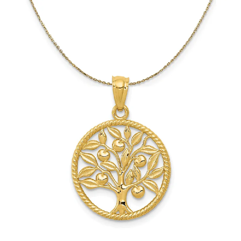 14k Yellow Gold Round Tree of Life (16mm) Necklace