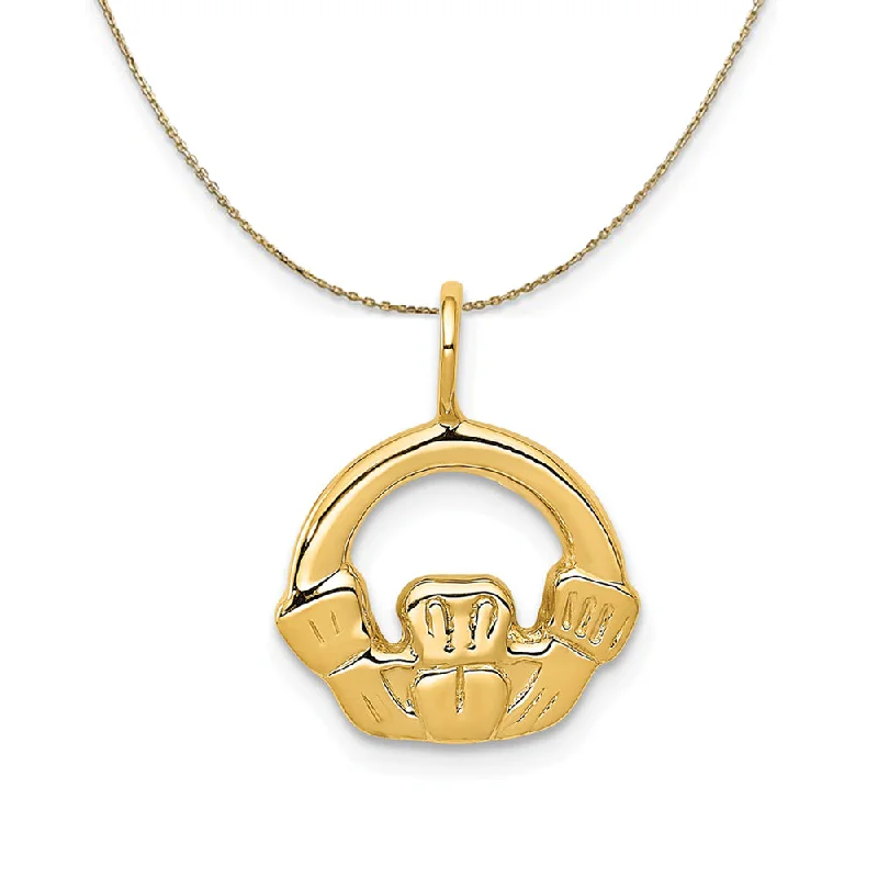 14k Yellow Gold Small Claddagh (14mm) Necklace