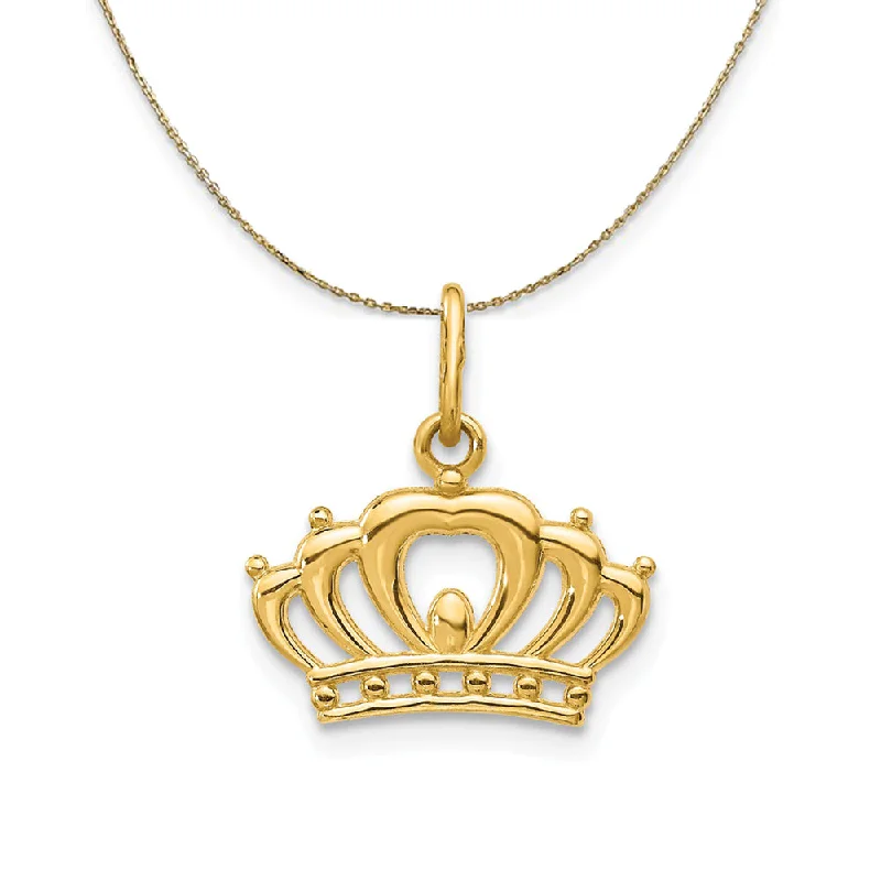 14k Yellow Gold Small Polished Crown Necklace