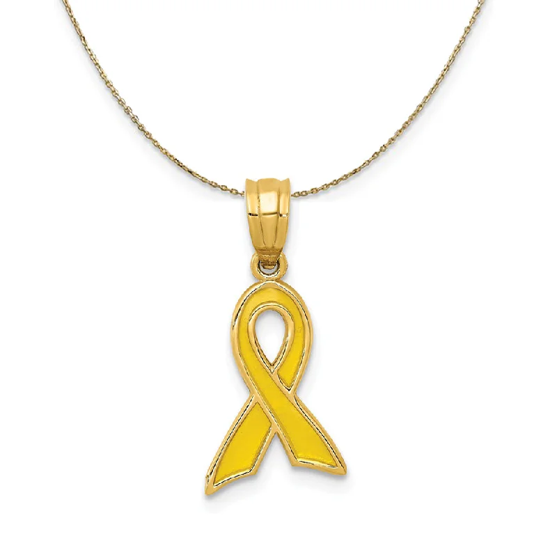 tech matte necklace-14k Yellow Gold & Yellow Enameled Awareness (10mm) Necklace