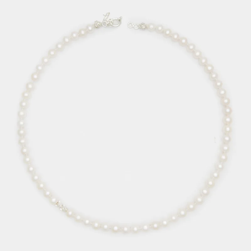 coiled silver necklace-Louis III Pearl Necklace in Silver