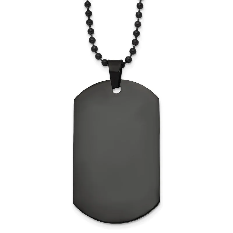 silver coil necklace-Men's Black Plated Stainless Steel Polished Dog Tag Necklace, 20 Inch