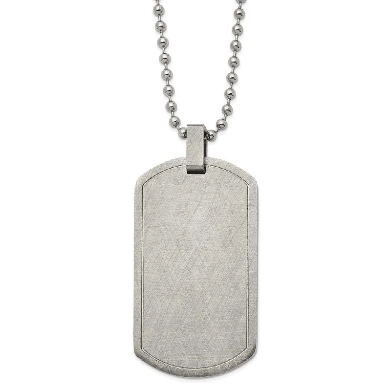 sprig gold necklace-Men's Stainless Steel Scratch Finish Dog Tag Necklace, 22 Inch