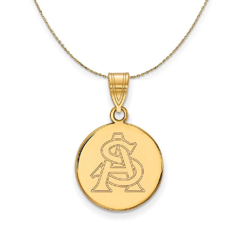 14k Yellow Gold Arizona State Medium Disc Necklace