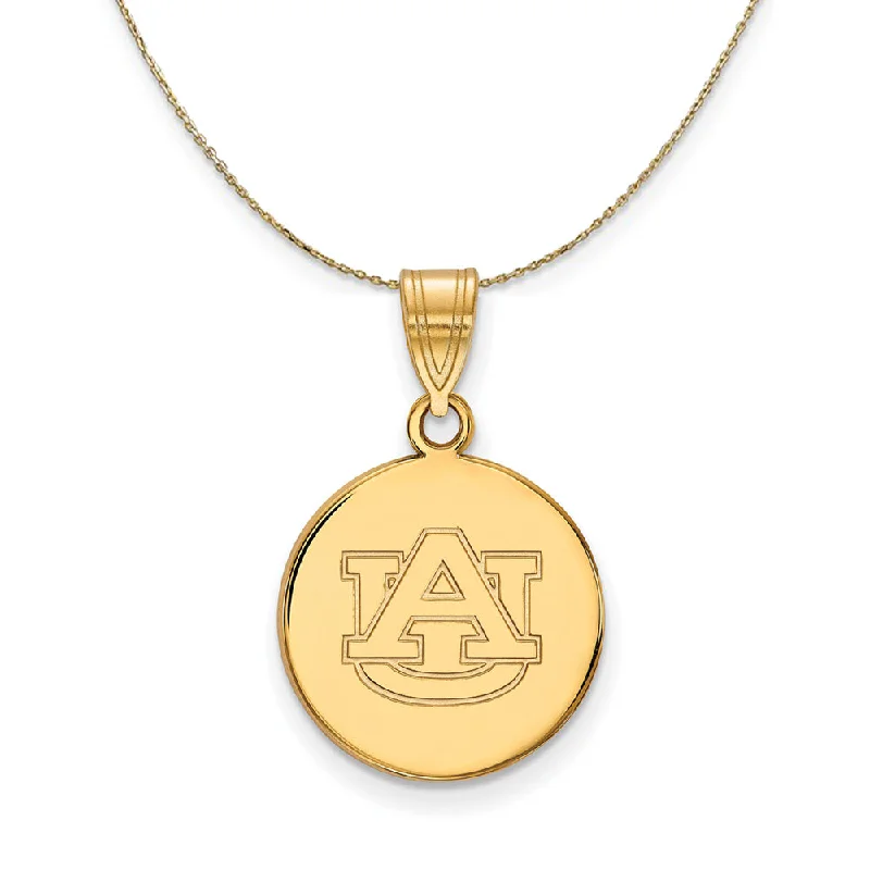 14k Yellow Gold Auburn U Medium Disc Necklace