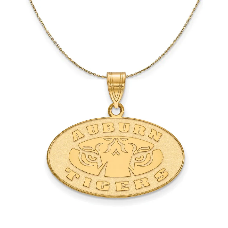 14k Yellow Gold Auburn U Medium Oval Logo Necklace