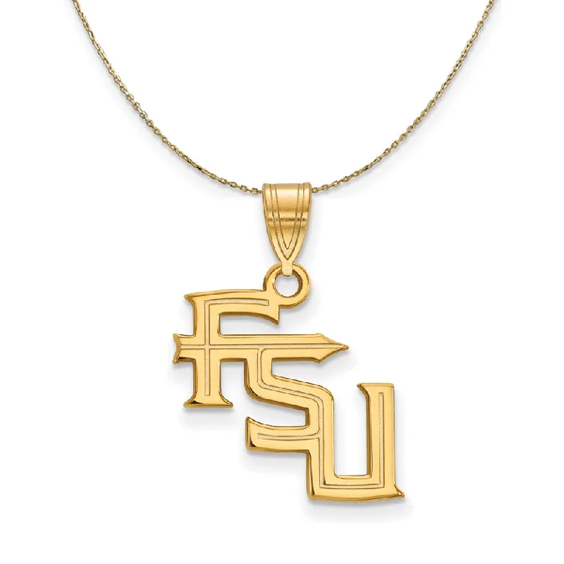 retro pearl chain necklace-14k Yellow Gold Florida State Medium 'FSU' Necklace