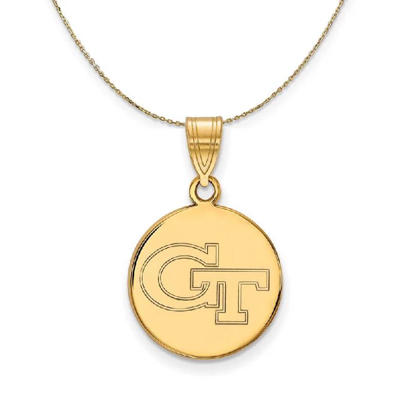 14k Yellow Gold Georgia Technology Medium Disc Necklace