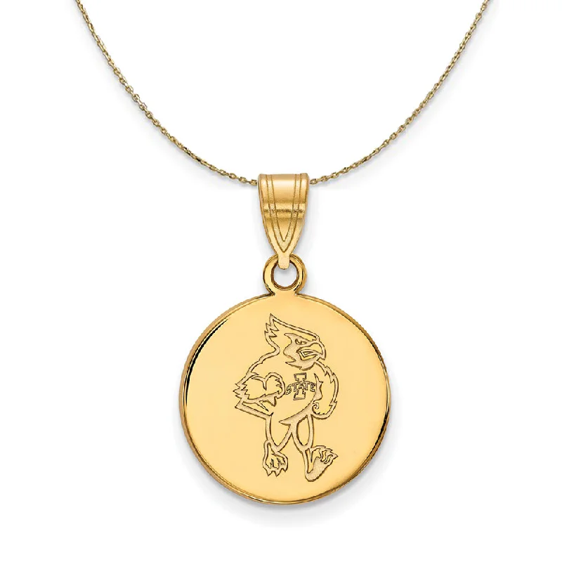 14k Yellow Gold Iowa State Md Mascot Disc Necklace