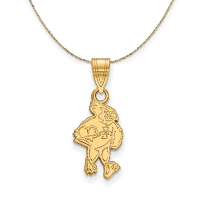 interlocked symbol necklace-14k Yellow Gold Iowa State Md Mascot Necklace