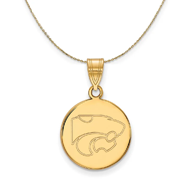 14k Yellow Gold Kansas State Medium Disc Necklace