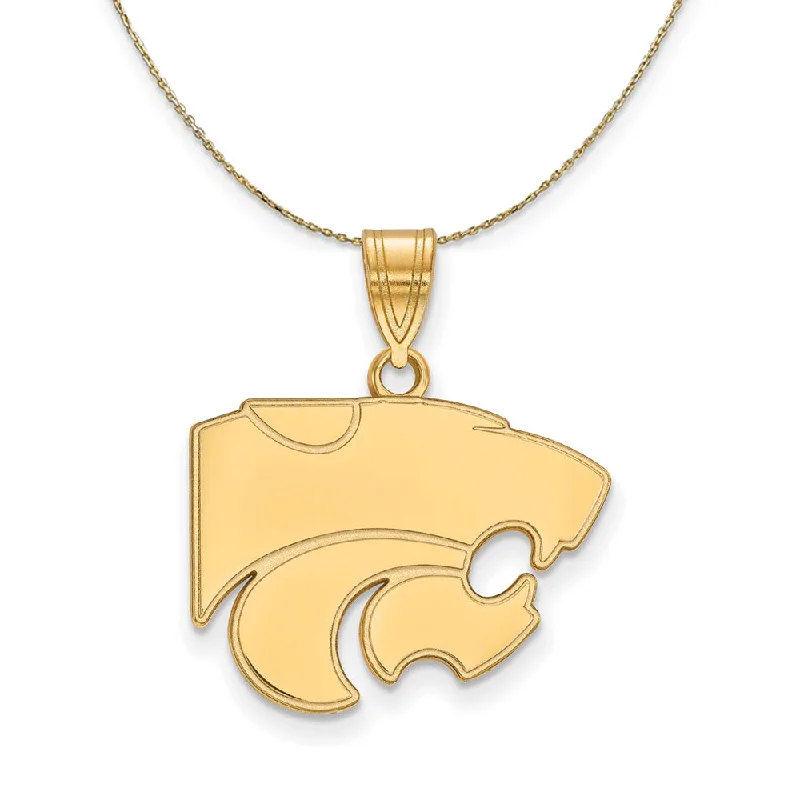 fluid layered necklace-14k Yellow Gold Kansas State Wildcats Md Mascot Necklace