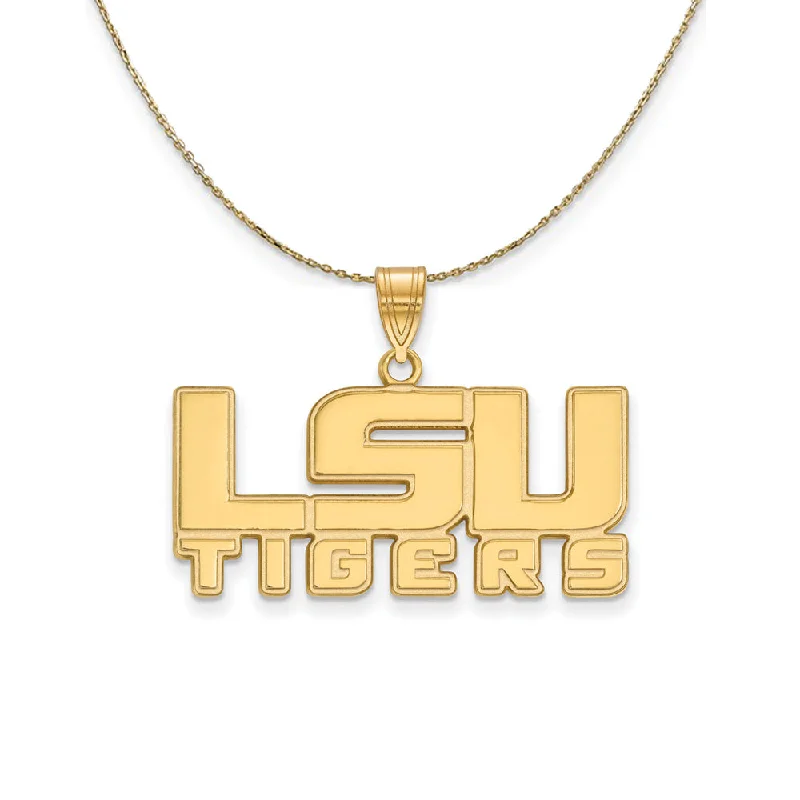 14k Yellow Gold Louisiana State Md 'LSU TIGERS' Necklace