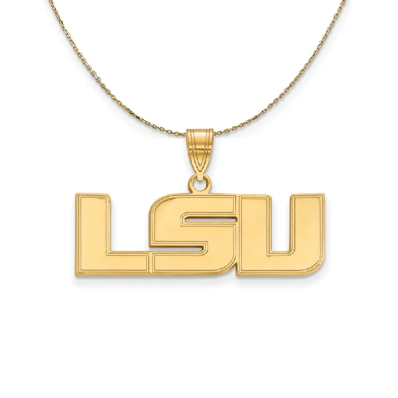 14k Yellow Gold Louisiana State Medium 'LSU' Necklace