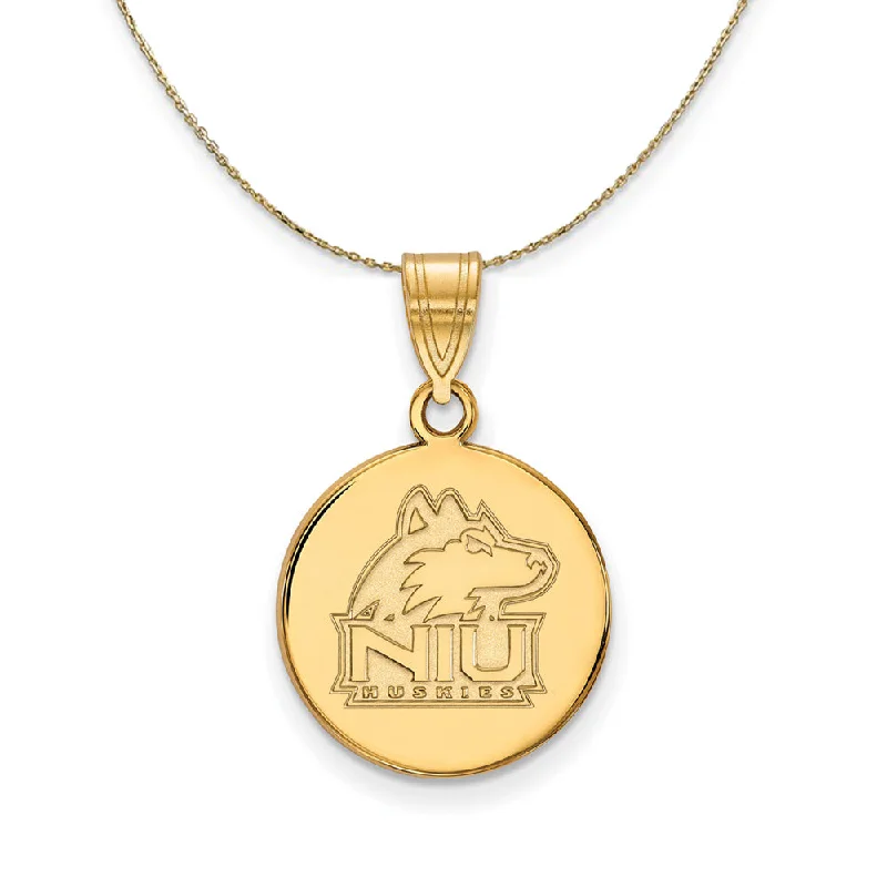 14k Yellow Gold Northern Illinois U Md Logo Disc Necklace