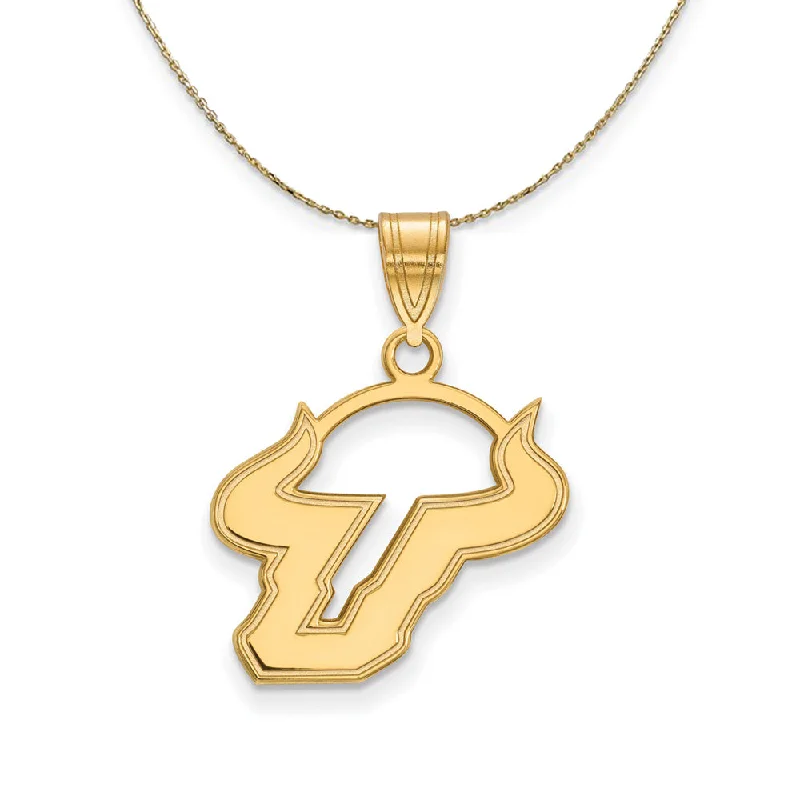 gleaming pendant necklace-14k Yellow Gold South Florida Bulls Md Logo Necklace