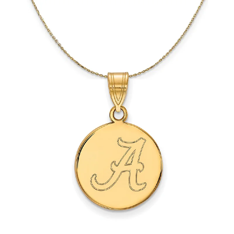 14k Yellow Gold U. of Alabama Medium Initial A Disc Necklace