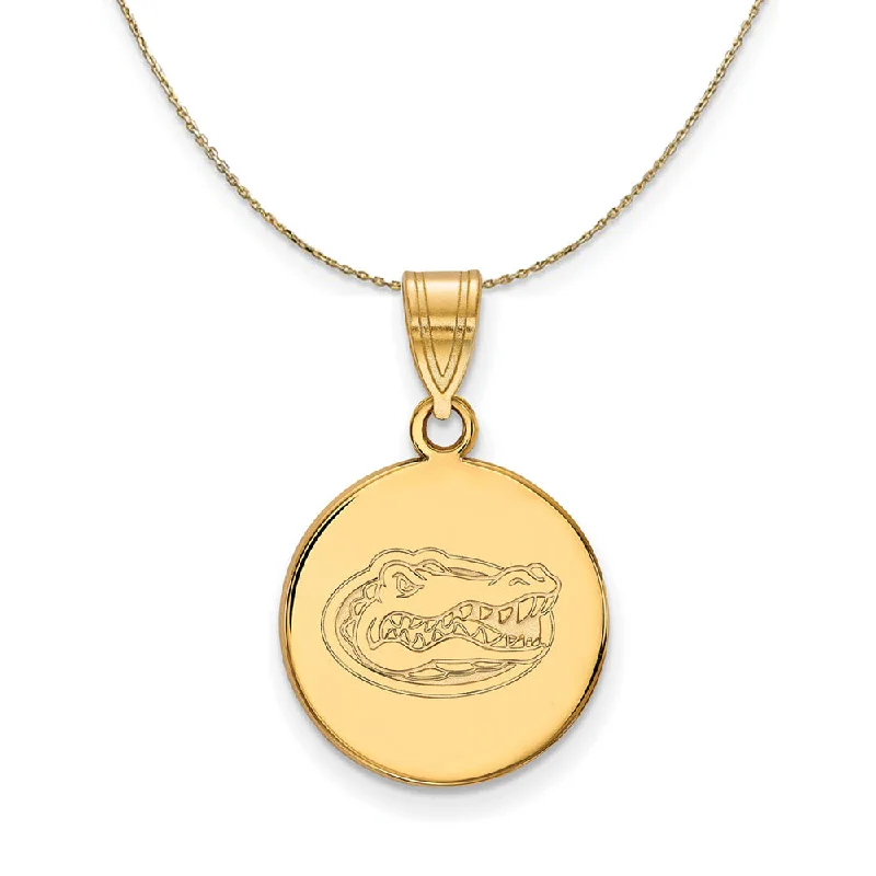 14k Yellow Gold U of Florida Medium Logo Disc Necklace