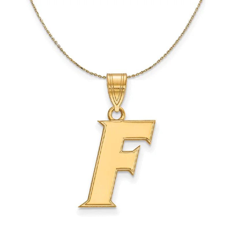 ripple-shaped necklace-14k Yellow Gold U of Florida Medium Initial F Necklace