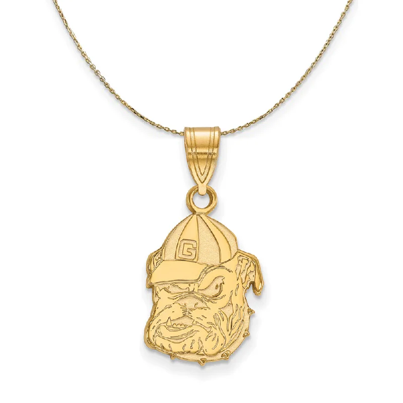 chiseled silver necklace-14k Yellow Gold U. of Georgia Medium Mascot Necklace