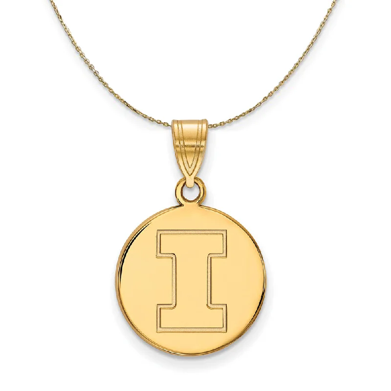 topaz charm necklace-14k Yellow Gold U. of Illinois Medium Initial I Disc Necklace