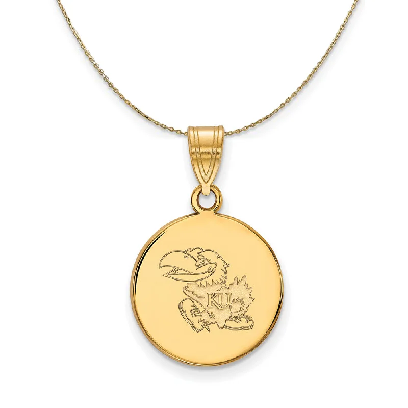 retro ruby pendant necklace-14k Yellow Gold U. of Kansas Medium Disc Necklace