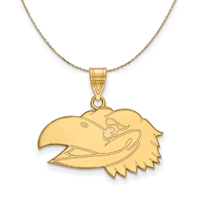 14k Yellow Gold U. of Kansas Medium Jayhawks Necklace