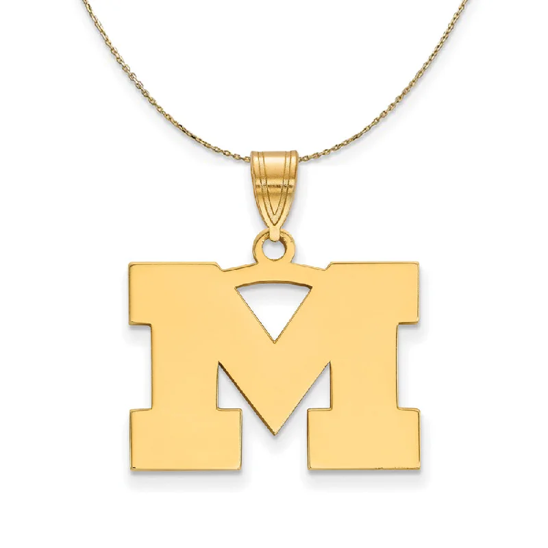 retro pearl pendant necklace-14k Yellow Gold U. of Michigan Medium Initial M Necklace