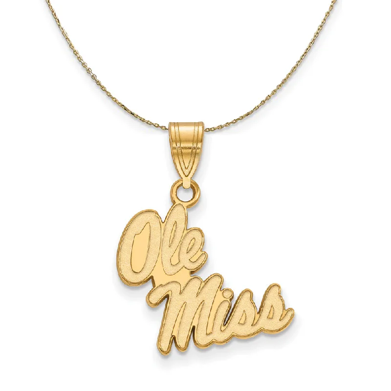 rose gold ripple necklace-14k Yellow Gold U. of Mississippi Md 'Ole Miss' Necklace